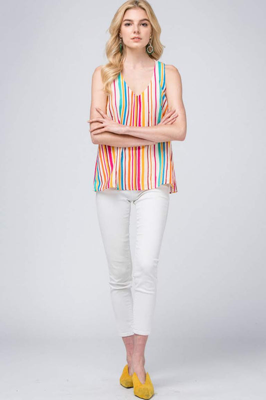 Striped racer back top