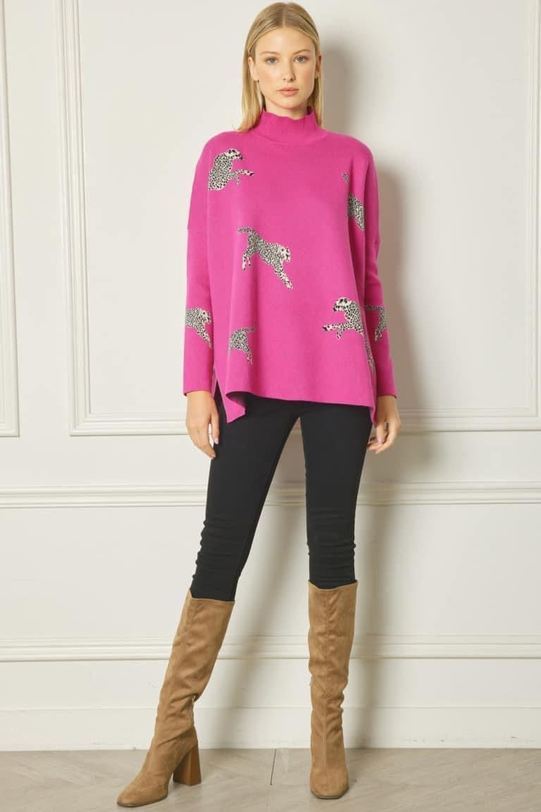 On the Prowl cheetah top hot pink