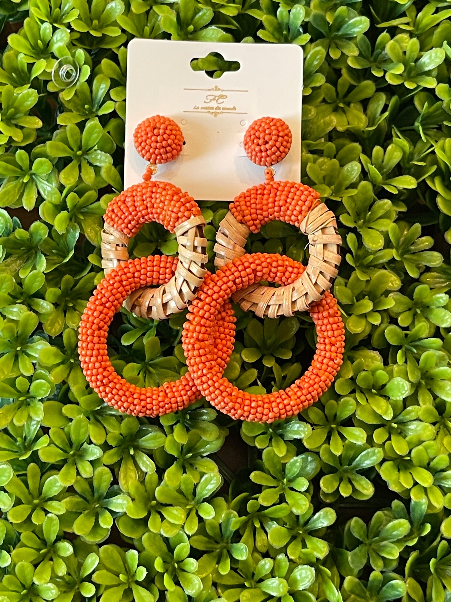 Orange/Natural Statement earring