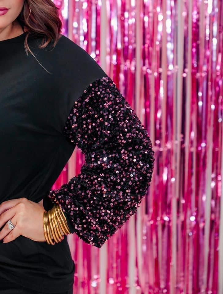 Out until midnight sequin top