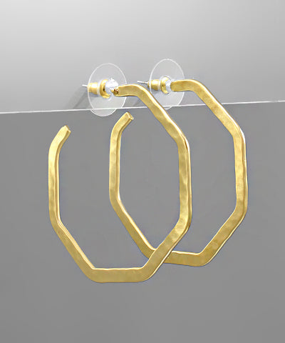 Matte gold hammered hoops