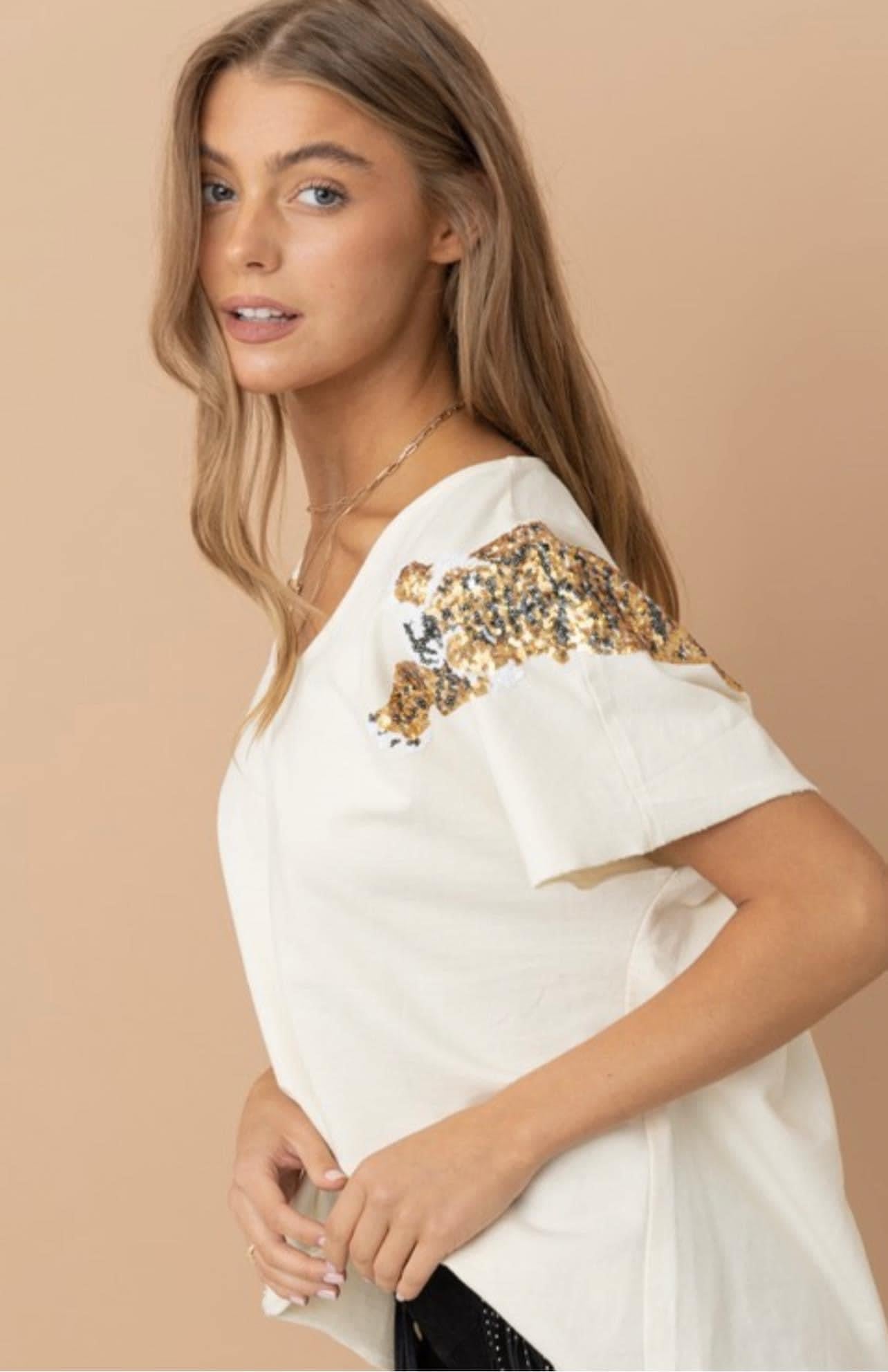 Sequin Tiger Tee