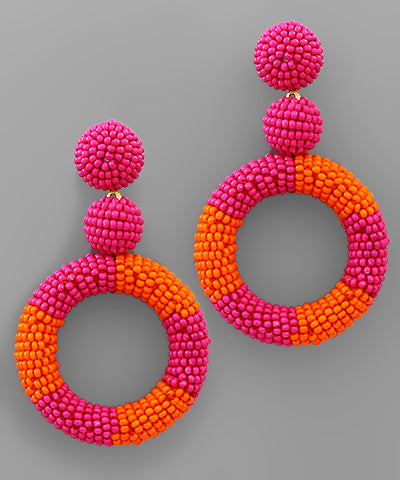 Fuchisa and Orange statement earrings